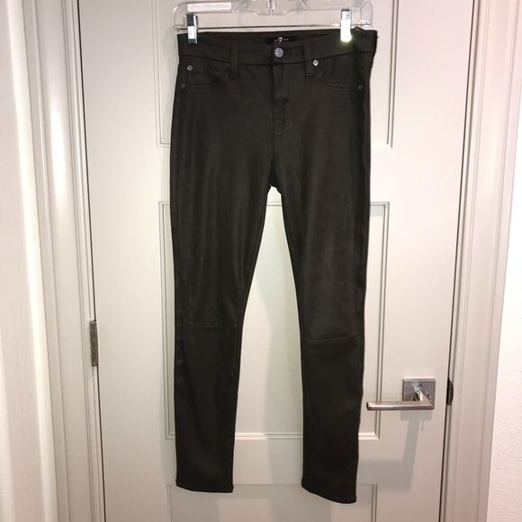 7 for All Mankind High Waisted Brown Faux Suede 25 - Picture 2 of 7